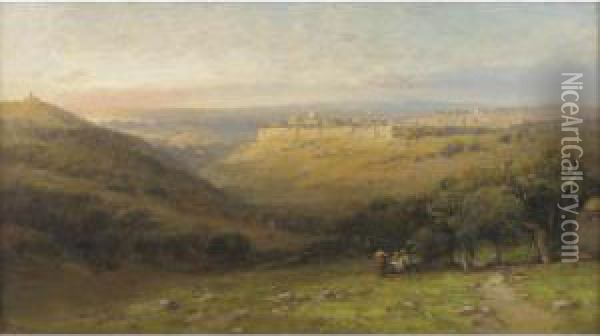 Landscape With View Of Jerusalem Oil Painting - Andrew Melrose