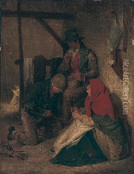 In The Pigsty Oil Painting - Erskine Nicol