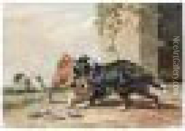 Dogs Quarreling Oil Painting - Henriette Ronner-Knip