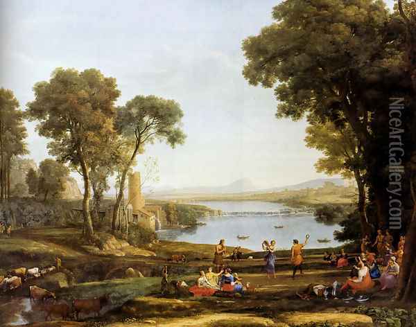 Landscape With The Marriage Of Isaac And Rebekah Oil Painting - Claude Lorrain (Gellee)