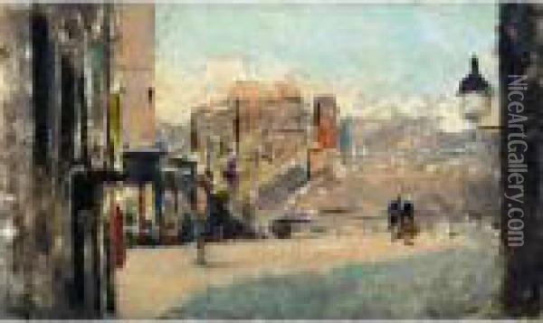 The Old Town, Edinburgh Oil Painting - Telemaco Signorini
