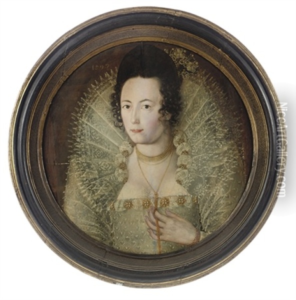 Portrait Of A Lady Oil Painting - Robert Peake the Elder