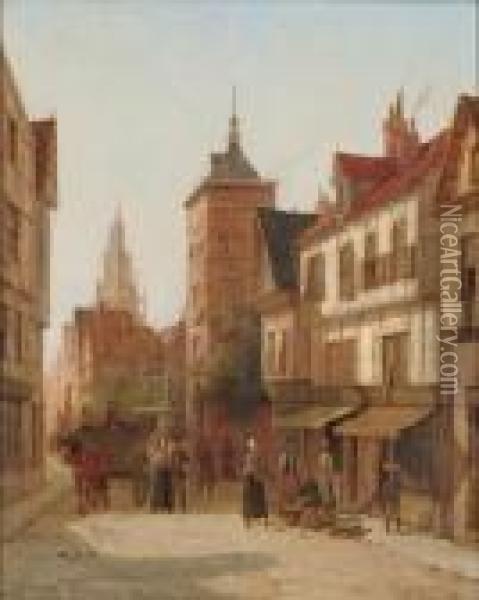 Rue Latour, Bruges Oil Painting - William Raymond Dommersen