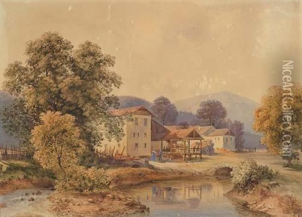 Paysage Avec Ferme. 1833 Oil Painting - Simeon Fort