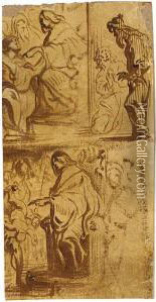 Recto: The Judgement Of Solomon Oil Painting - Antonius Sallaert
