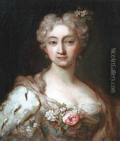 Portrait Of An Elegant Lady Oil Painting - Jean-Marc Nattier