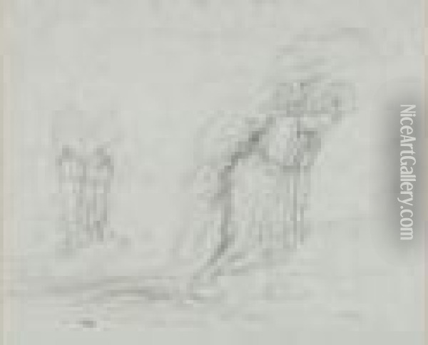 Dessin Au Crayon Noir 
(rousseurs), Cachet Du Monogramme En Bas A Gauche (lugt 1460). 28 X 34,5
 Cm. Oil Painting - Jean-Francois Millet