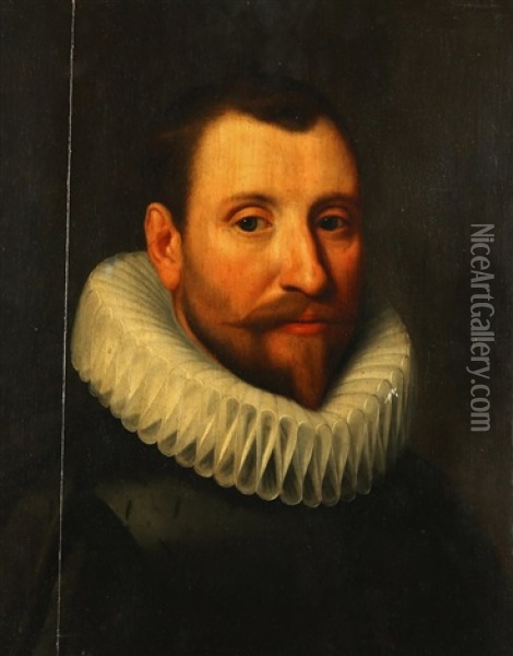 Portrait Of A Gentleman, Bust-length, With A Ruff Collar Oil Painting - Michiel Janszoon van Mierevelt