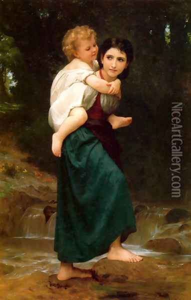 Le Passage du gué (The Crossing of the Ford) Oil Painting - William-Adolphe Bouguereau