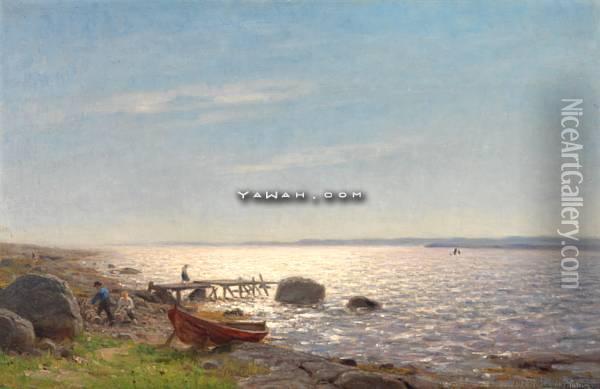 Ved Hummerstenen Oil Painting - Amaldus Clarin Nielsen