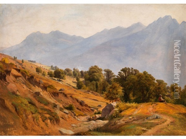 Gebirgslandschaft Der Gegend Von Dorf Tyrol Oil Painting - Ludwig Heinrich Theodor (Louis) Gurlitt