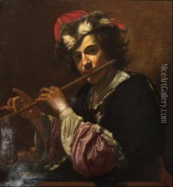 Suonatore Di Flauto Oil Painting - Vincenzo Dandini