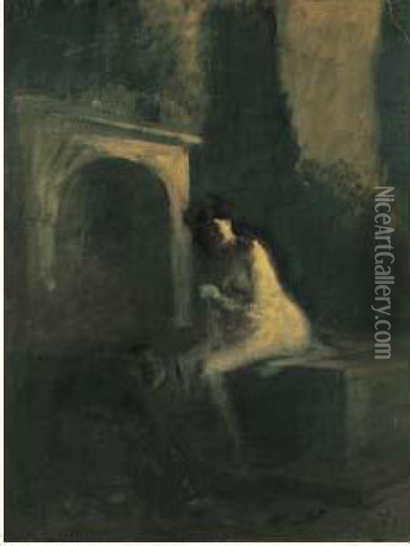 Jeune Femme Devant L'atre Oil Painting - Jean-Louis Forain