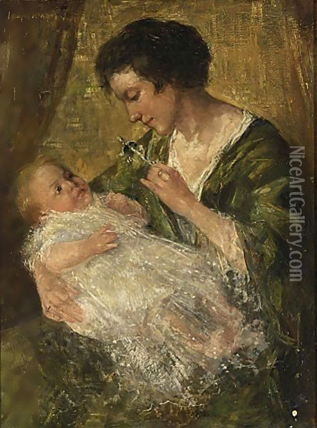 Mother And Child Oil Painting - Willem Maris