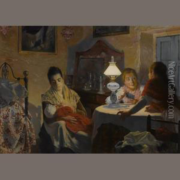 En Familia Oil Painting - Ricardo Lopez Cabrera
