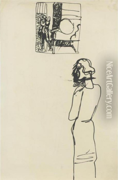 Untitled: A Double-sided Drawing Oil Painting - Arshile Gorky