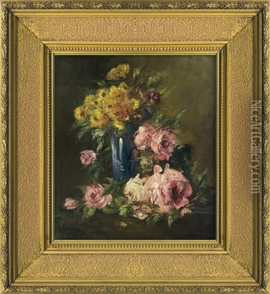 Flowers Oil Painting - Georges Jeannin