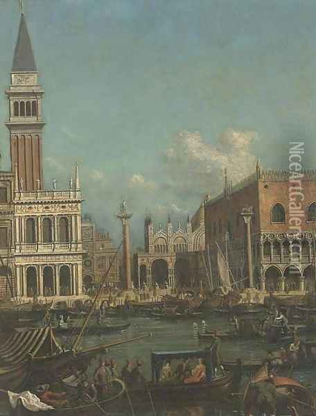 The Molo, Venice, with the Doge's Palace and the Piazzetta from the Bacino di San Marco Oil Painting - (Giovanni Antonio Canal) Canaletto