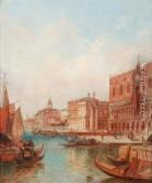 The Ducal Palace, Venice; The Giudecca Canal,venice Oil Painting - Alfred Pollentine