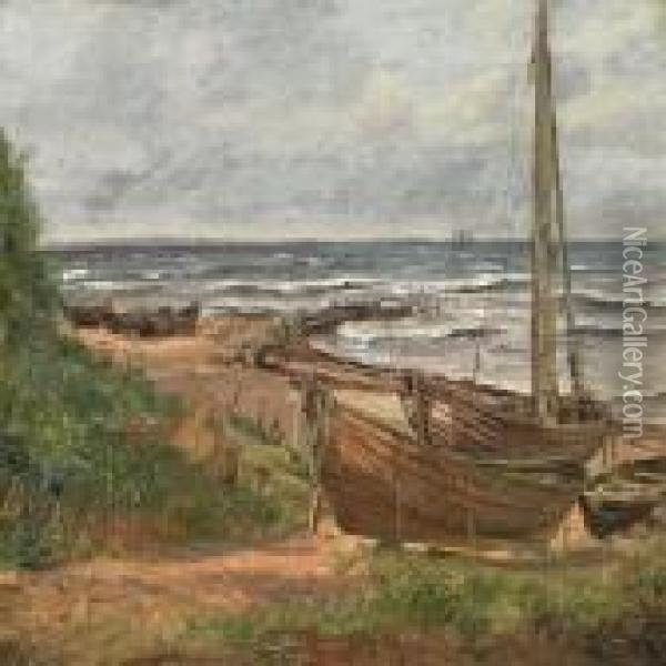 Coast Scenery From Hellebaek Oil Painting - Jorgen Roed