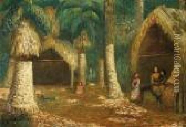 Village Oil Painting - Theodore Wores