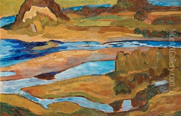 Strandbankar Vid Angermanalven (riverbanks By The Angerman River) Oil Painting - Helmer Osslund