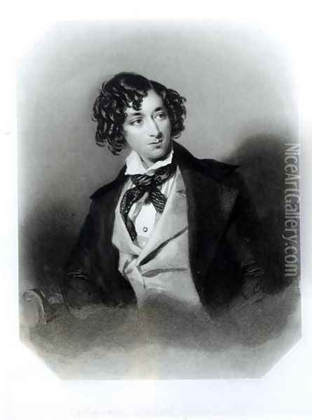 Portrait of Benjamin Disraeli Esquire (1804-81) c.1840 Oil Painting - Alfred-Edward Chalon