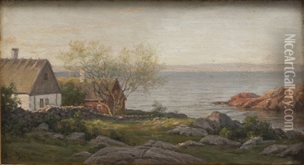 Coastal Scene Oil Painting - Berndt Adolf Lindholm