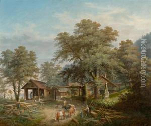 Sawmill Near Walchwil Oil Painting - Anton Winterlin