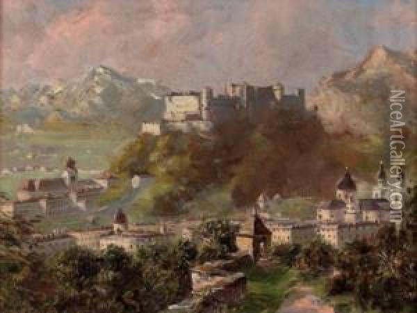 Blick Auf Salzburg Oil Painting - Erwin Puchinger