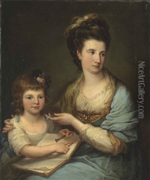 Portrait Of Anne Stewart, Nee Dashwood, Countess Of Galloway (1743-1830) Oil Painting - Angelika Kauffmann