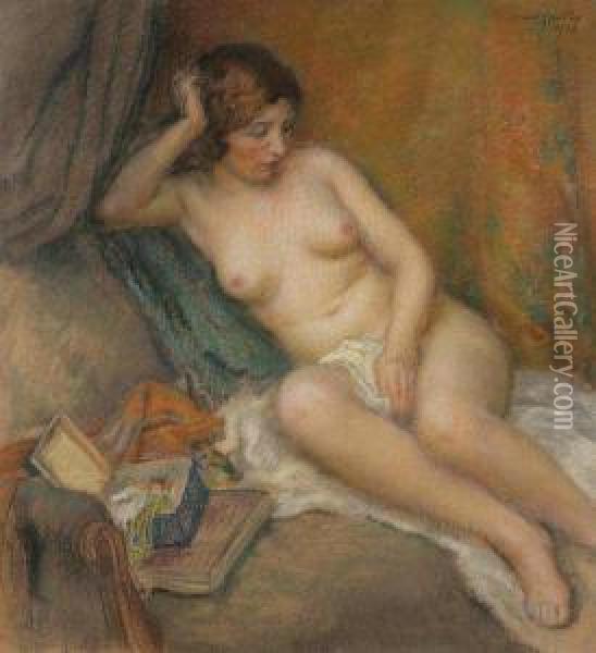 A Nude Girl Oil Painting - Karel Spillar
