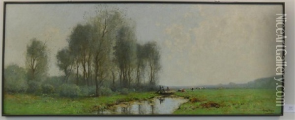A Summer Landscape With Cattle Grazing Oil Painting - Cornelis Kuypers