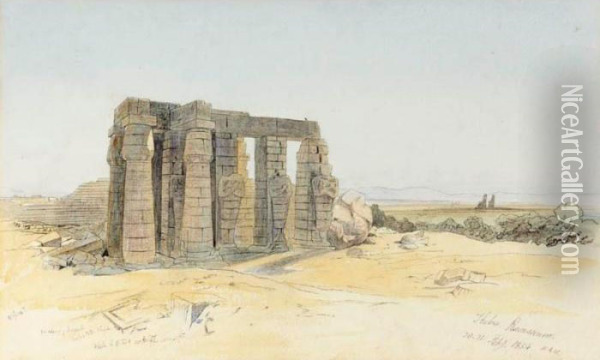 The Ramesseum, Thebes Oil Painting - Edward Lear