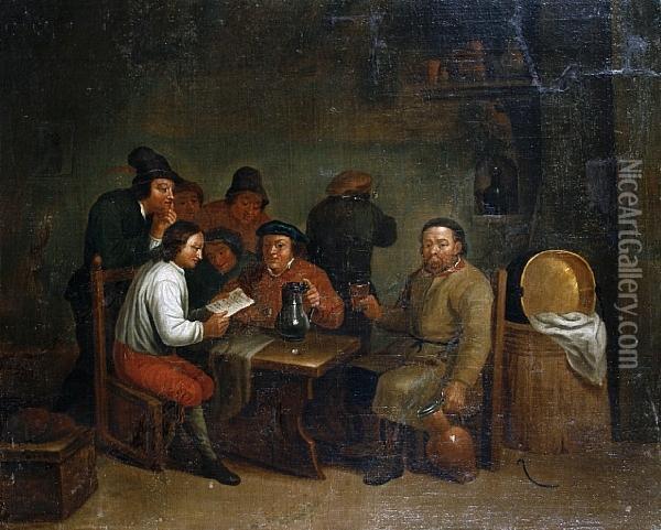 A Tavern Interior Oil Painting - Matheus van Helmont