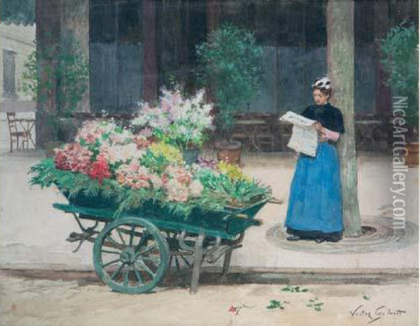 la Marchande De Fleurs Oil Painting - Victor-Gabriel Gilbert