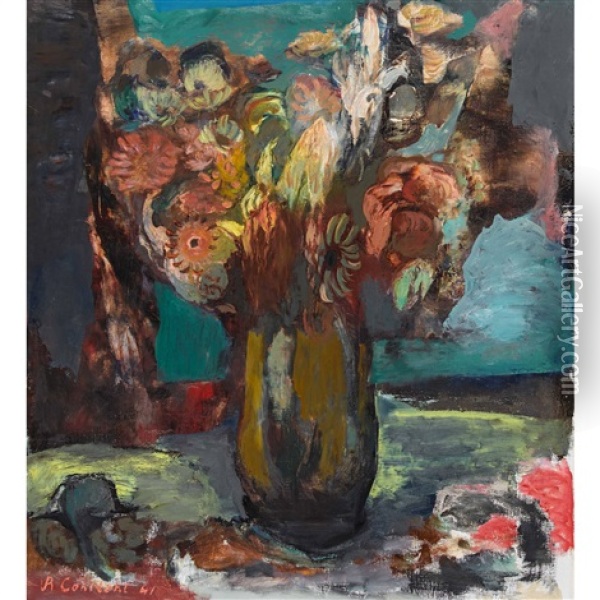 Nature Morte Aux Fleurs Oil Painting - Roger Constant Jeanneret