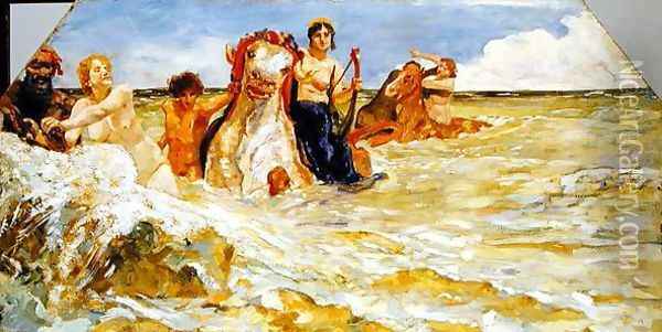 Sea Gods in the Surf, 1884-85 Oil Painting - Max Klinger