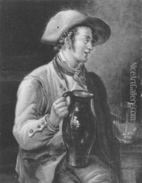 Portret Van Man Met Kruik Oil Painting - Pieter Barbiers Bartholomeusz
