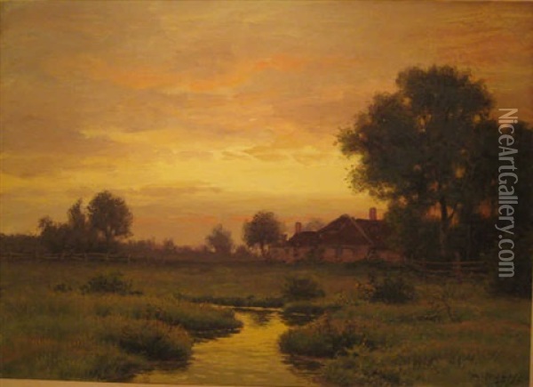 Cottage By Stream Oil Painting - William Crothers Fitler