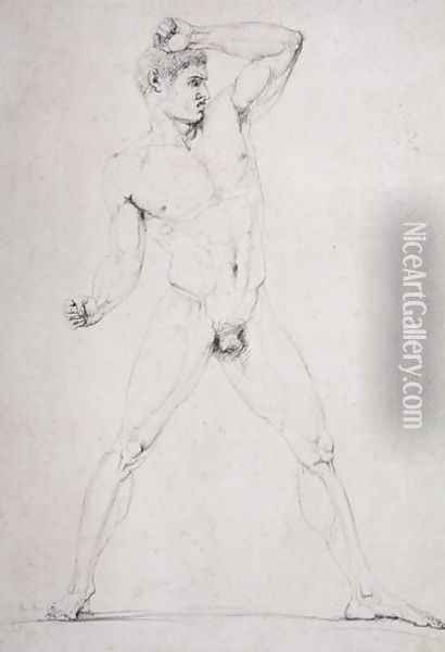 Male Nude, Creugas of Durazzo, from Pausanias's description of the Nemean Games in his 'Itinary' of Greece, 1794 Oil Painting - Antonio Canova