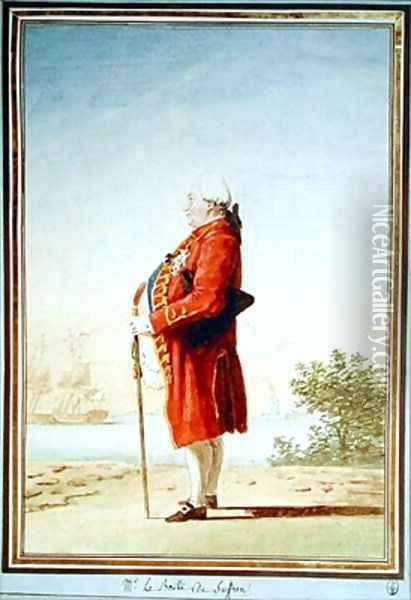 Pierre Andre de Suffren de Saint Tropez known as Le bailli de Suffren 1726-1788 Oil Painting - Louis Carrogis Carmontelle