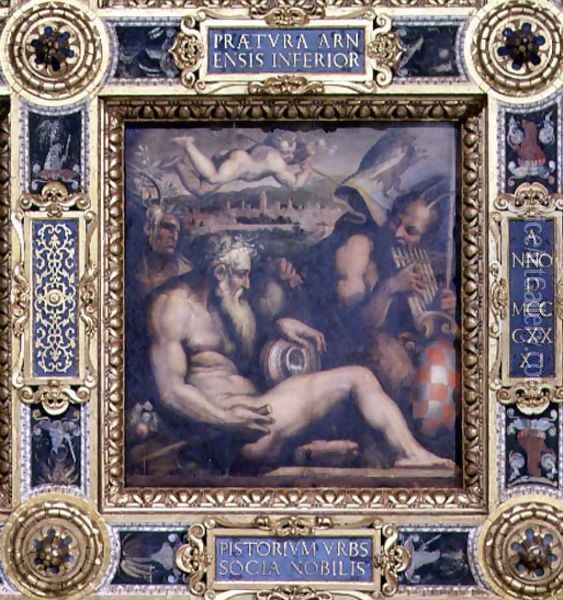 Allegory of the town of Pistoia from the ceiling of the Salone dei Cinquecento, 1565 Oil Painting - Giorgio Vasari