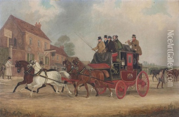 The Louth Mail - Last Run, 19 December 1845 Oil Painting - James Pollard