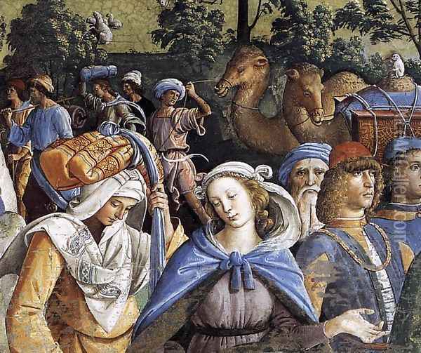 Moses's Journey into Egypt and the Circumcision of His Son Eliezer (detail-2) c. 1482 Oil Painting - Pietro Vannucci Perugino