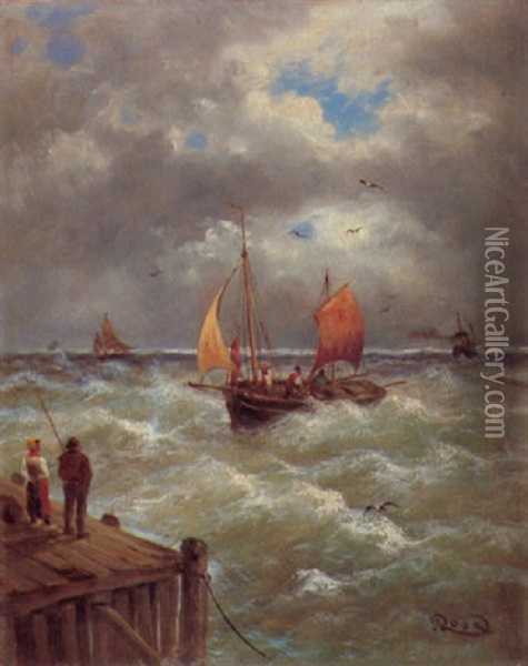 Einlaufendes Fischerboot Vor Dem Sturm Oil Painting - Julius Karl Rose
