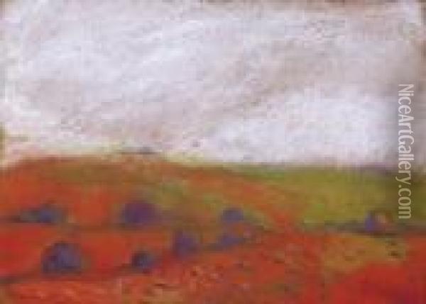 Red Landscape Oil Painting - Jozsef Rippl-Ronai