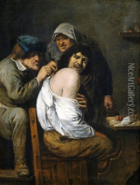 Die Operation Am Rucken Oil Painting - Adriaen Brouwer