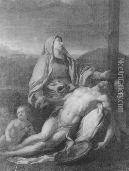 La Pieta Oil Painting - Francesco Cozza