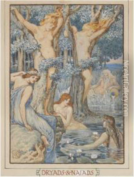 Dryads And Naiads Oil Painting - Walter Crane